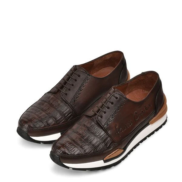 Cuadra | Hand-Painted Brown Exotic Leather Sneakers