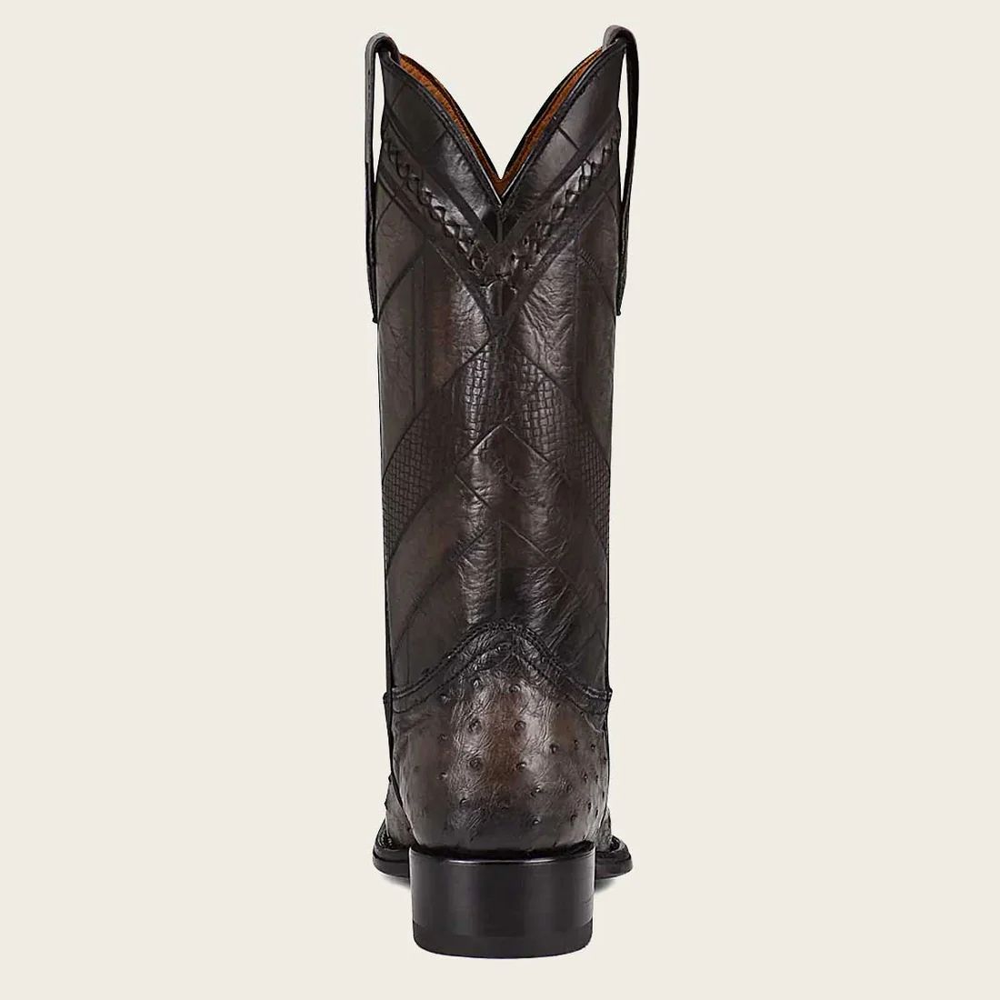 Cuadra | Engraved Grey Exotic Leather Boot-Ostrich - Grey