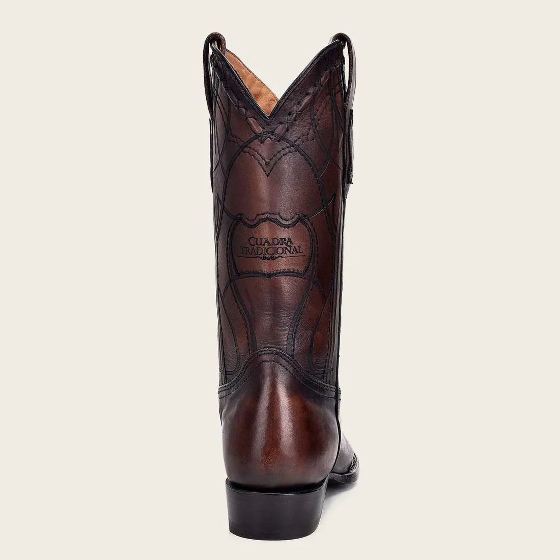 Cuadra | Engraved Brown Leather Western Boot-Bovine - Brown - Click Image to Close