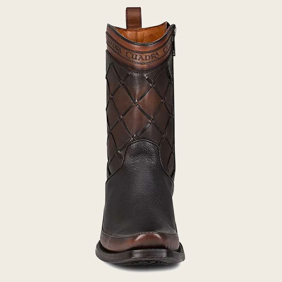 Cuadra | Hand-Painted Black Leather Geometric Pattern Boot