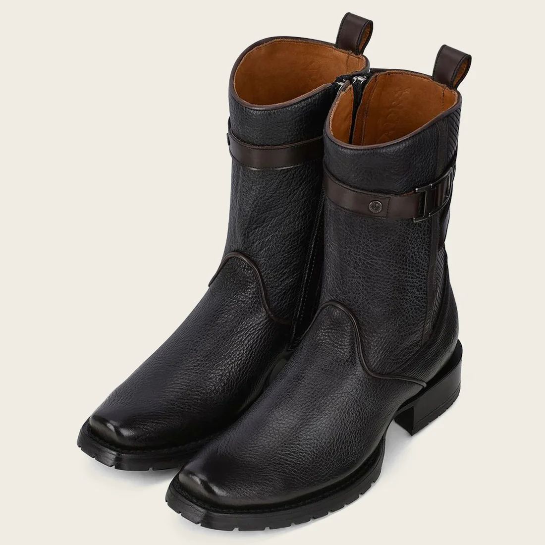 Cuadra | Hand-Painted Black Leather Urban Boot