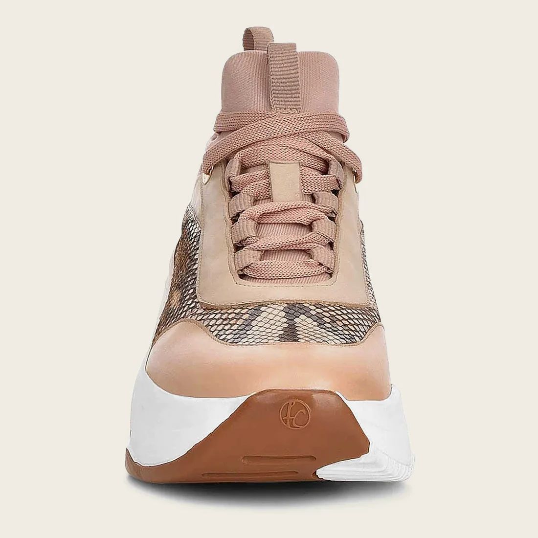 Cuadra | Genuine Python Peach Leather Sneakers