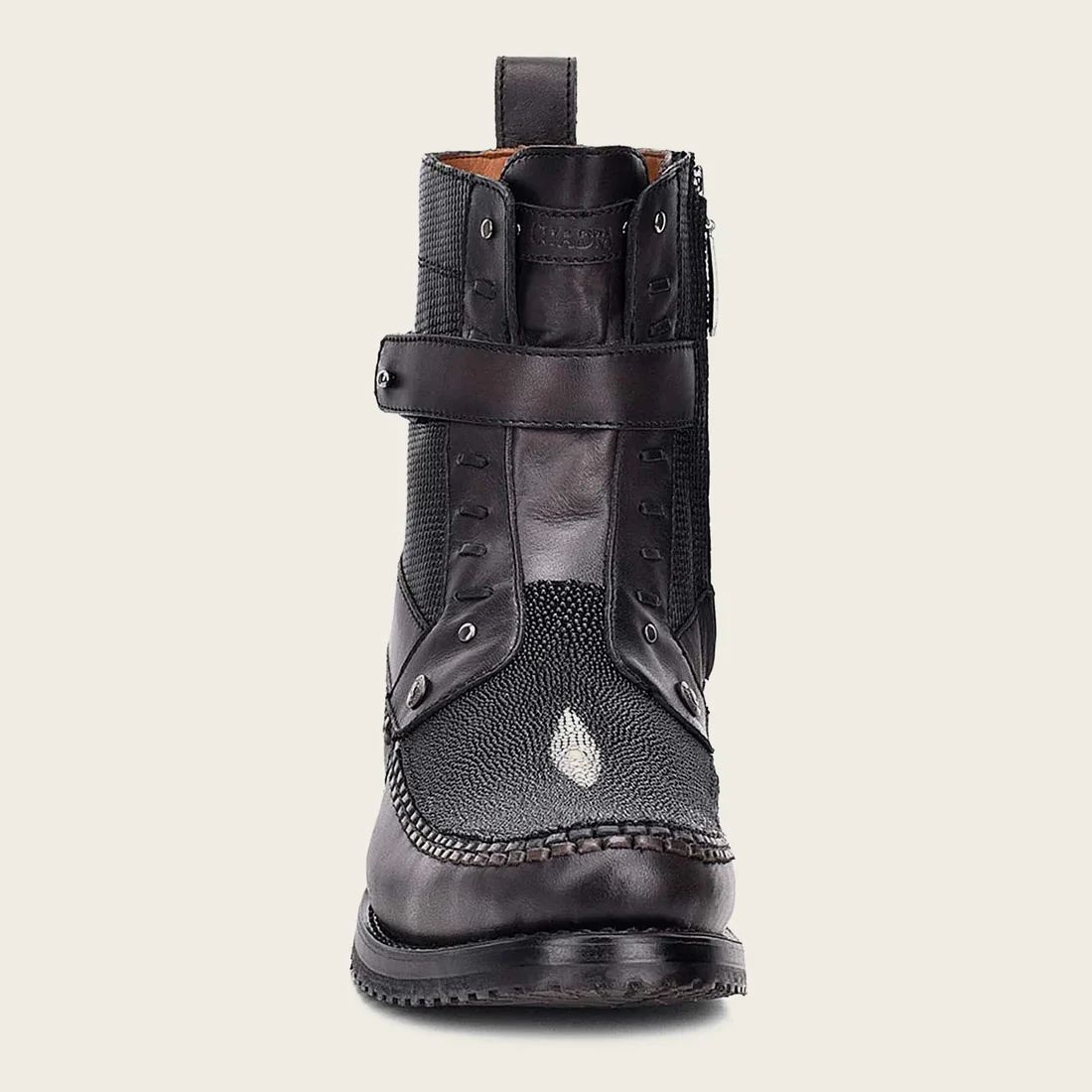 Cuadra | Handwoven Black Leather Boot