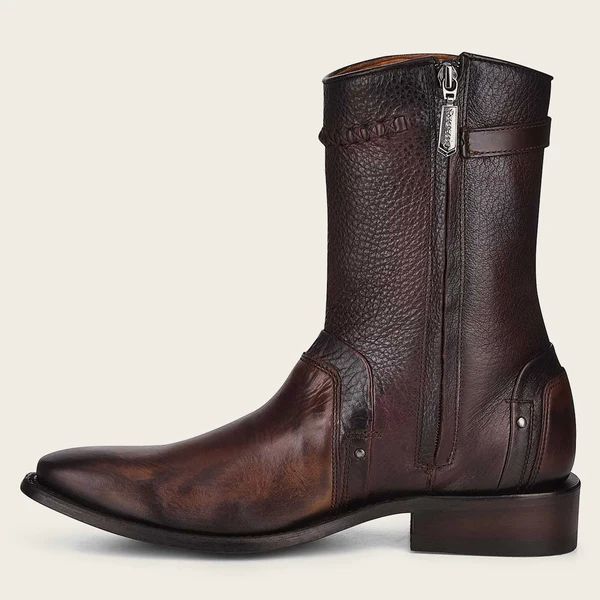 Cuadra | Hand-Painted Brown Contrasting Texture Leather Boot