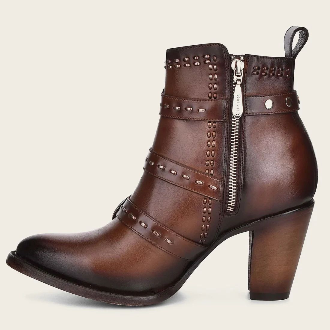 Cuadra | Handwoven Brown Leather Bootie