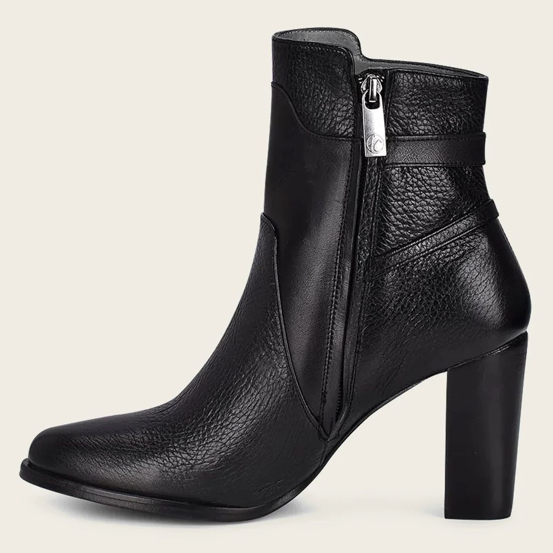 Cuadra | Genuine Deer Black Leather Bootie