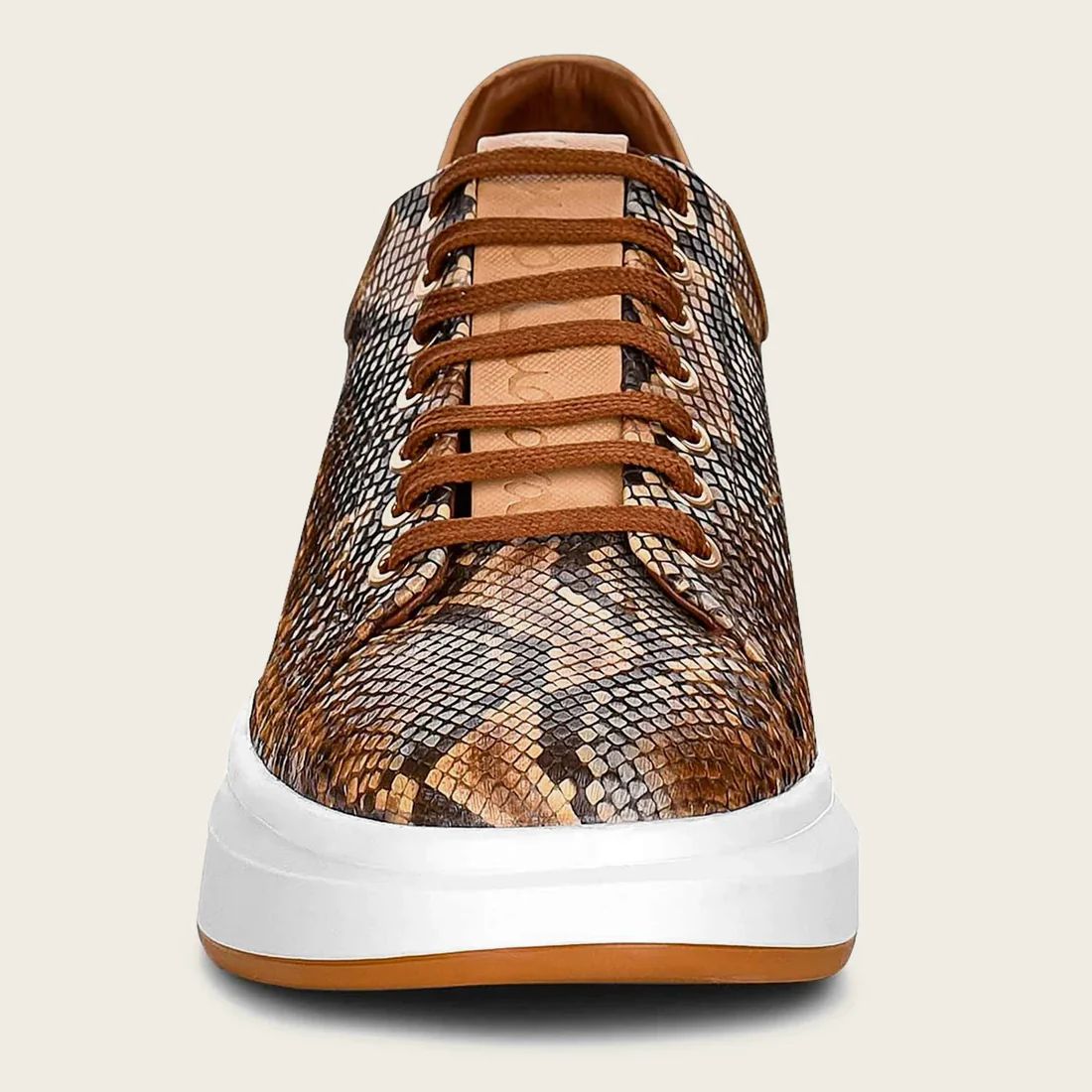 Cuadra | Genuine Python Brown Leather Sneakers