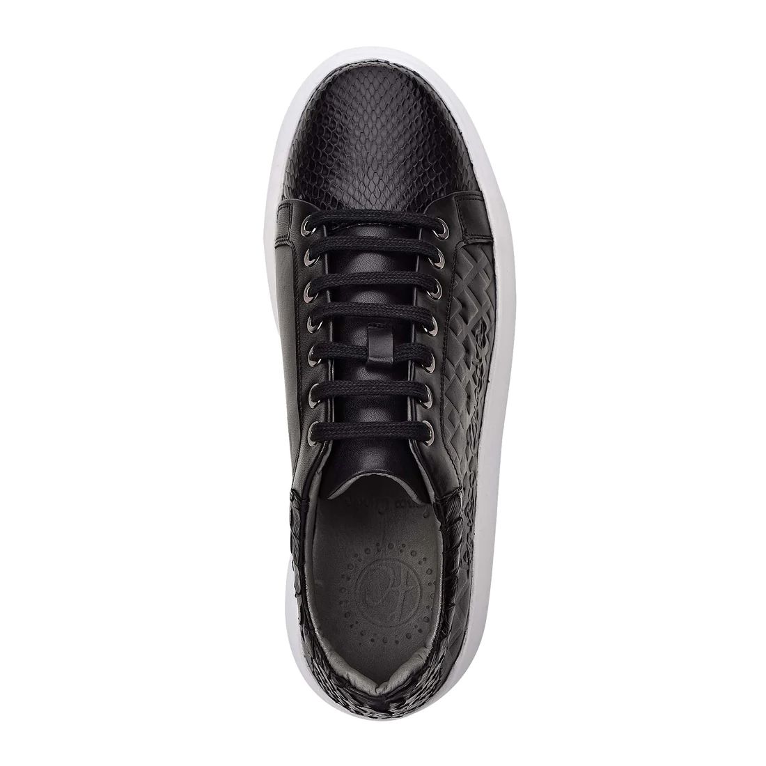 Cuadra | Genuine Python Black Leather Sneakers