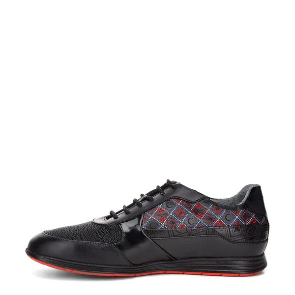 Cuadra | Hand-Painted Black Monogram Leather Sneakers