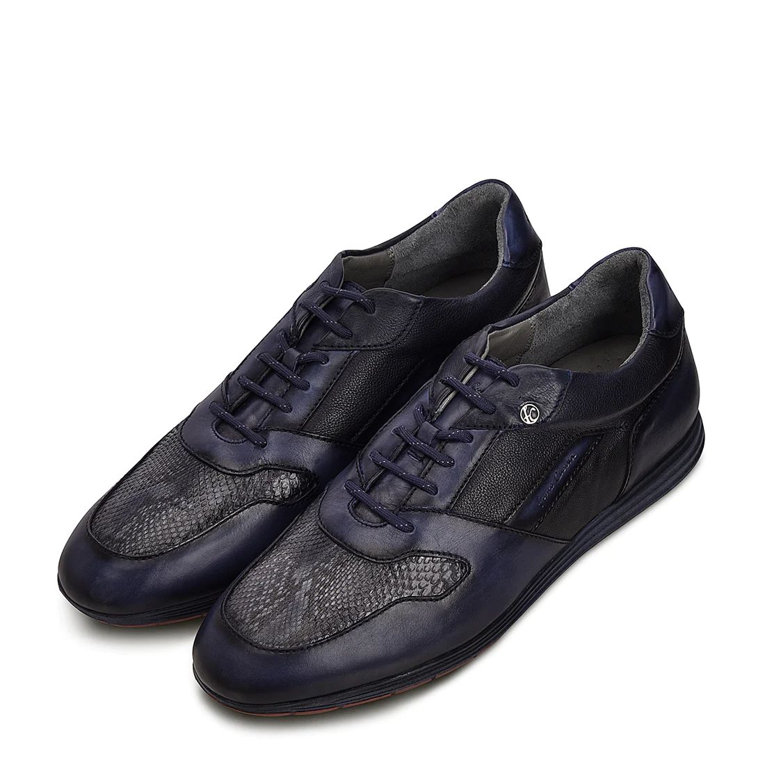 Cuadra | Hand-Painted Blue Montecarlo Leather Sneakers