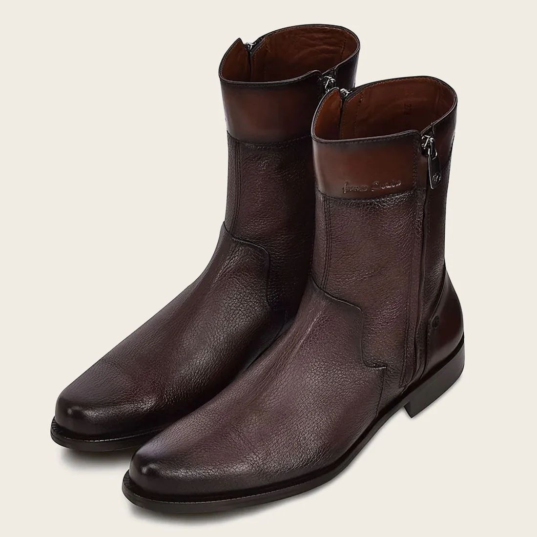 Cuadra | Hand-Painted Dark Brown Leather Boot