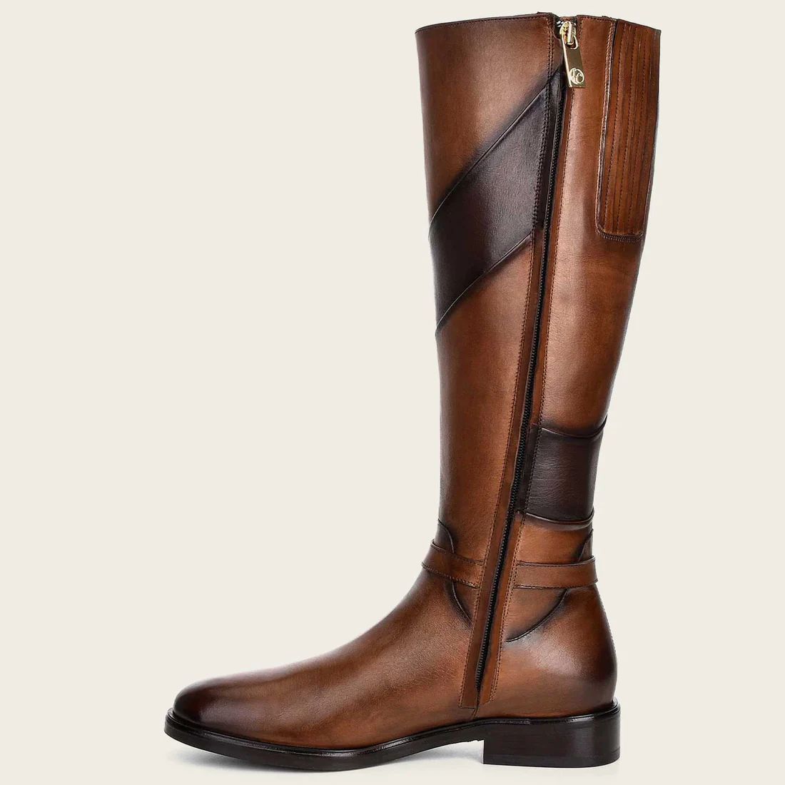 Cuadra | Hand-Painted Honey Leather Riding Boot With Contrasting Colors