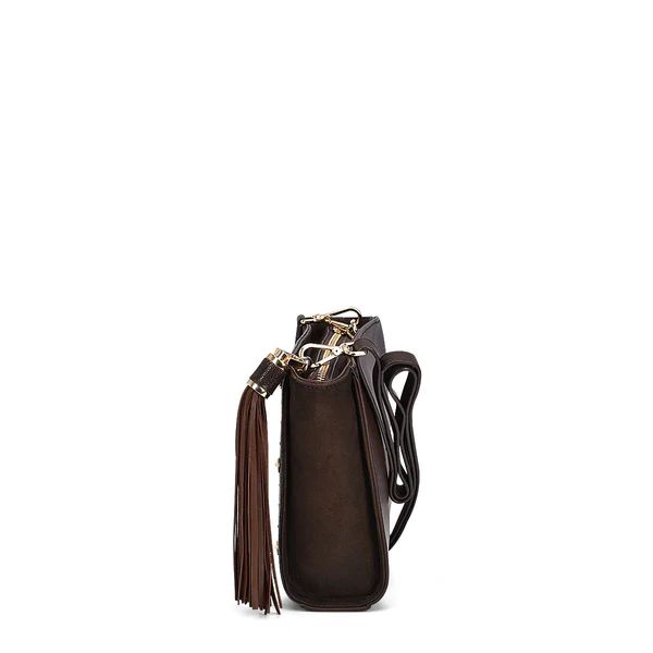 Cuadra | Studded Brown Leather Crossbody Bag