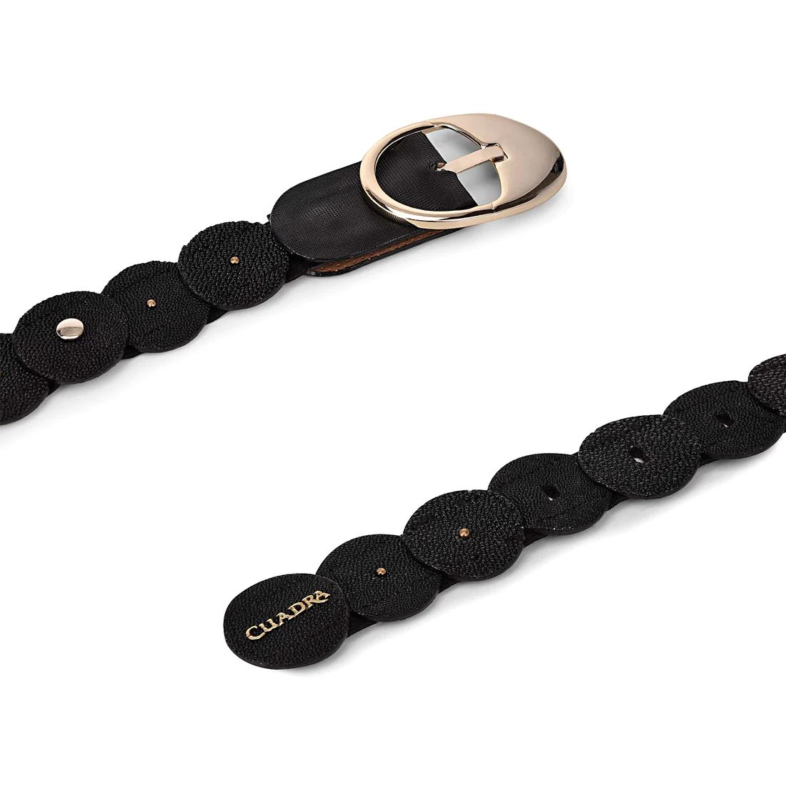 Cuadra | Patchwork Black Leather Belt