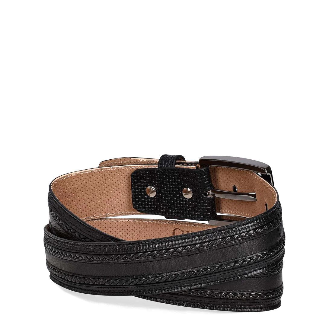 Cuadra | Engraved Black Leather Belt