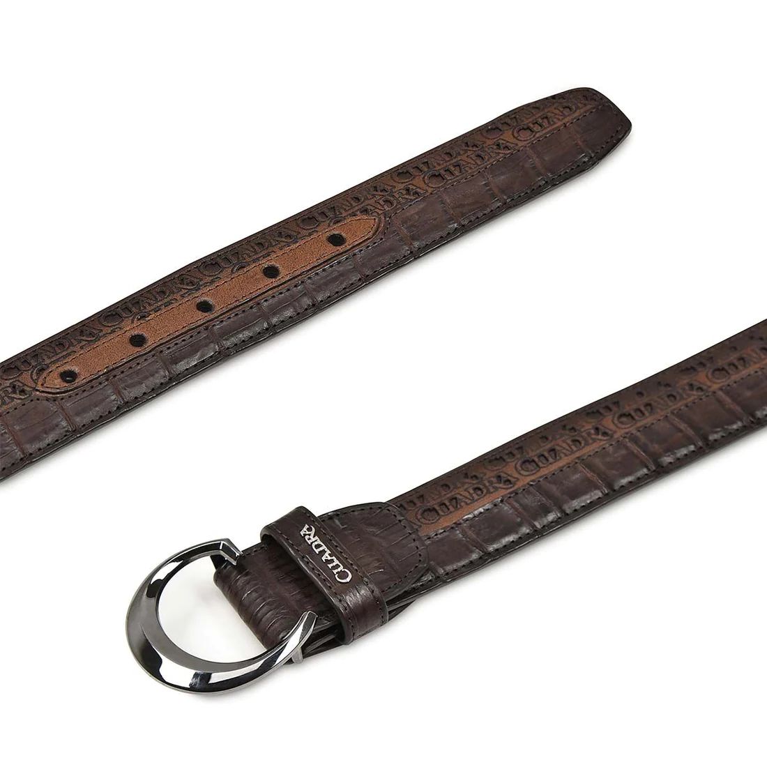 Cuadra | Engraved Exotic Dark Brown Leather Belt