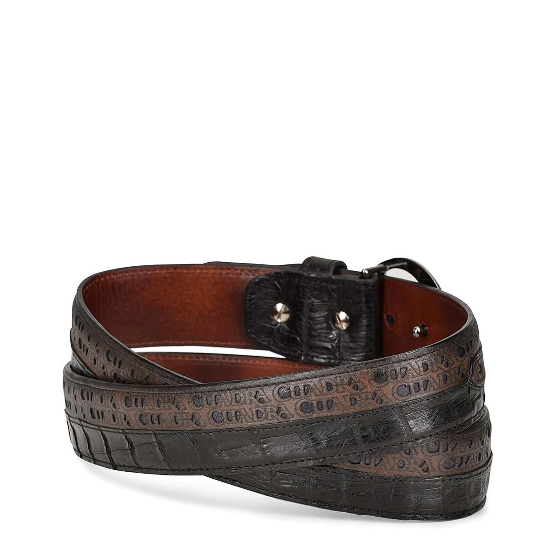 Cuadra | Engraved Exotic Bi-Tone Leather Belt