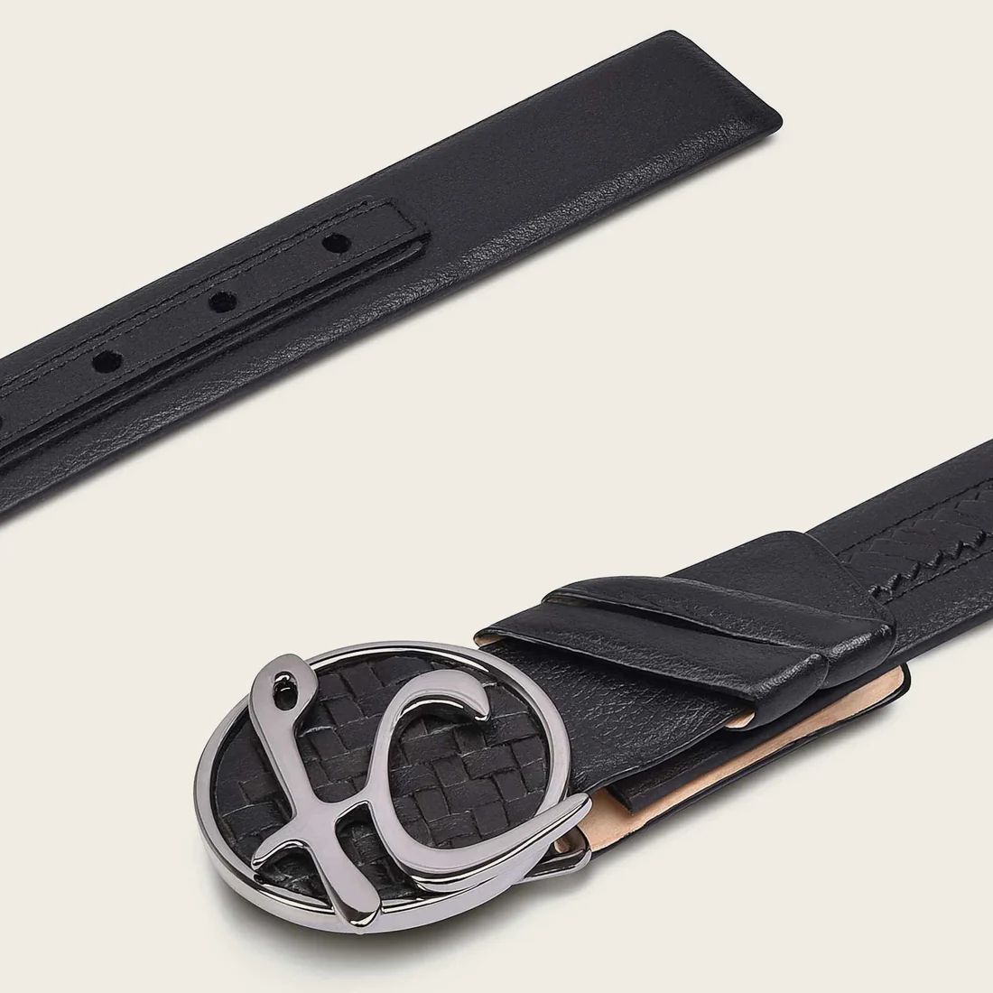 Cuadra | Handwoven Black Leather Belt