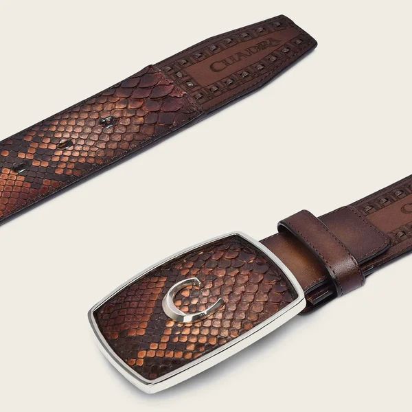 Cuadra | Engraved Brown Leather Western Belt