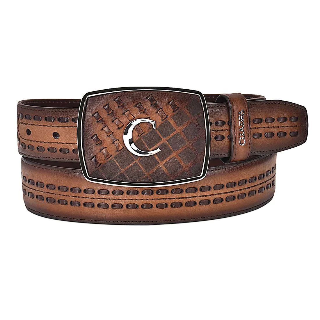 Cuadra | Hand-Painted Honey Leather Laser Engraved Western Belt