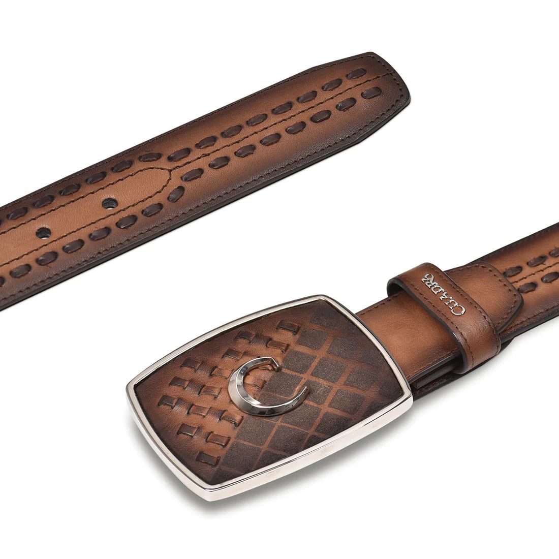 Cuadra | Hand-Painted Honey Leather Laser Engraved Western Belt