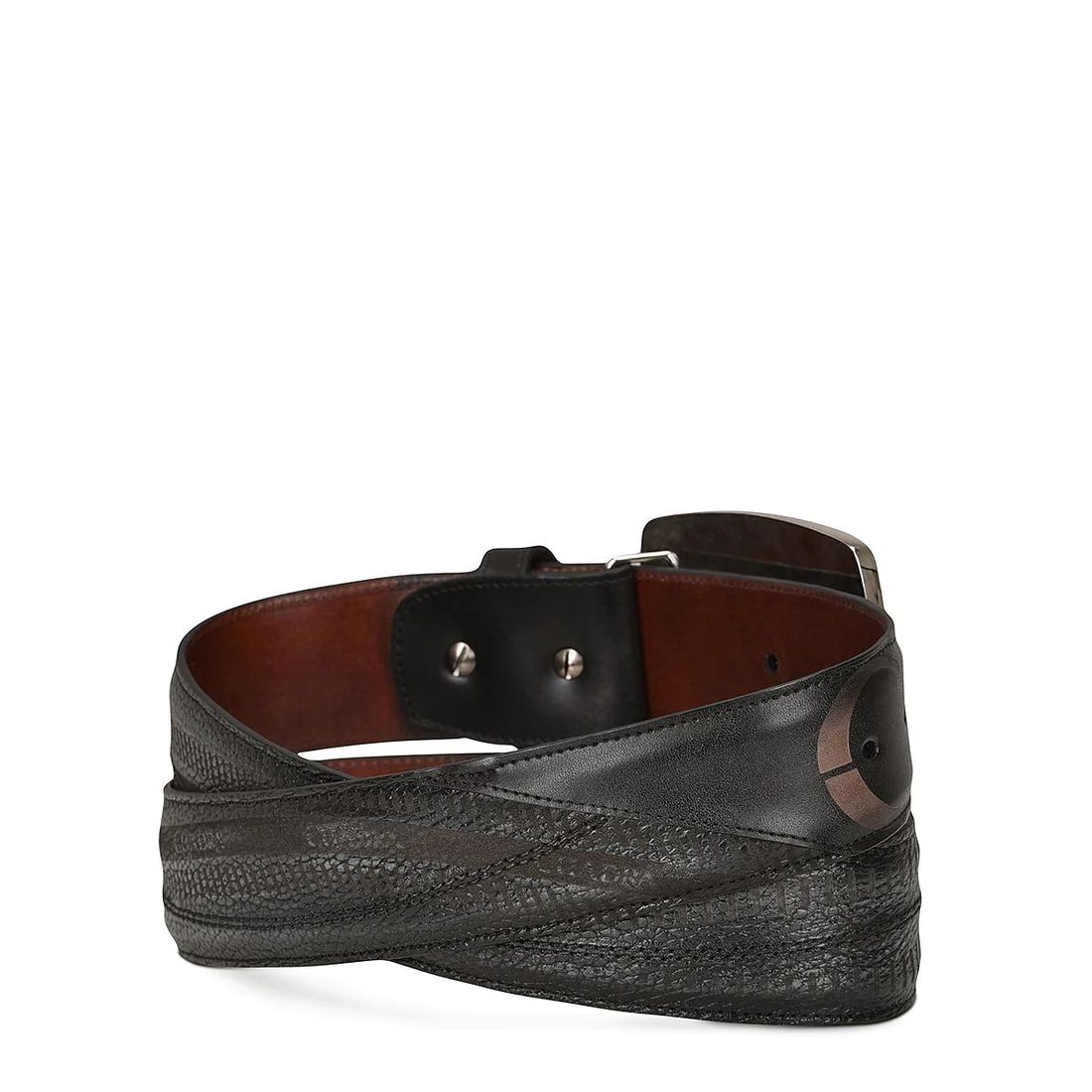 Cuadra | Hand-Painted Grey Leather Western Belt With Double Metal Insert