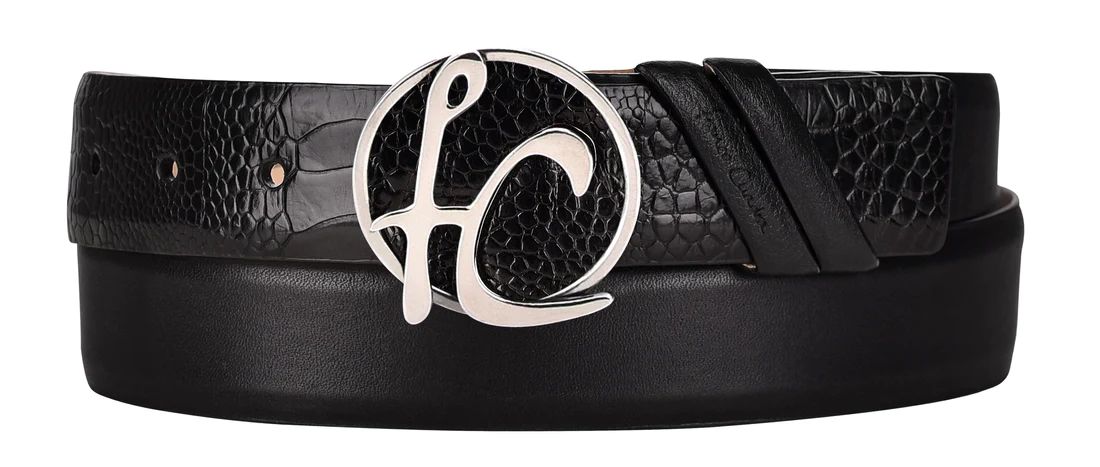 Cuadra | Franco Cuadra Exotic Black Leather Belt - Click Image to Close