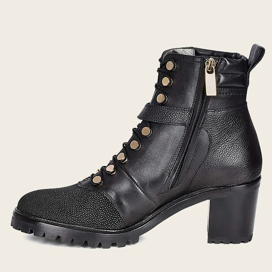 Cuadra | High Heel Urban Black Exotic Leather Bootie